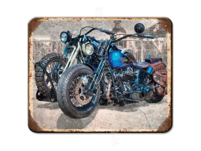 Retro moto  Оригінальні кастомні металеві таблички в гараж.  Стилізація під ретро рекламу.